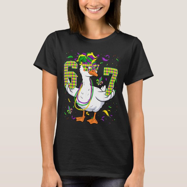 T-shirt Six Seven 67 Meme Goose With Jester Hat &amp; Bead (Devant)