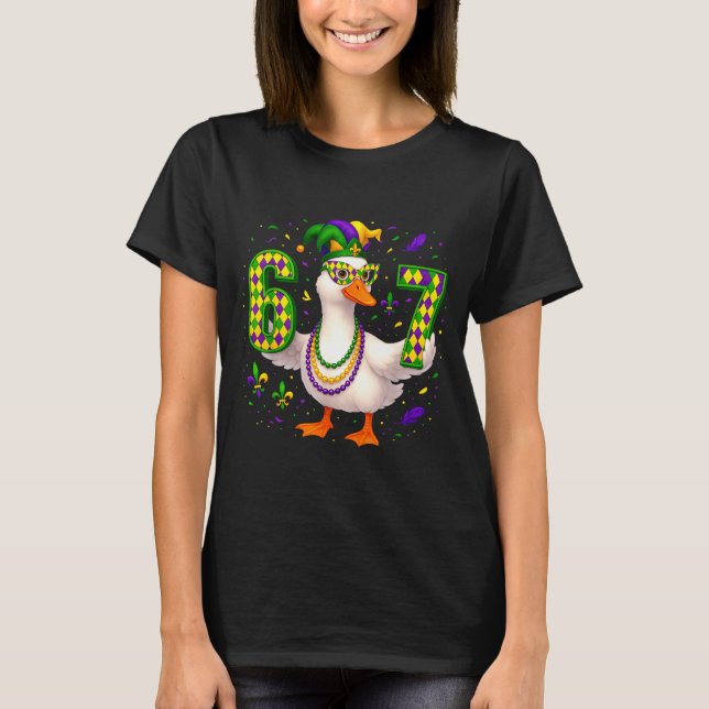 T-shirt Six Seven 67 Meme Goose With Jester Hat &amp; Bead (Devant)