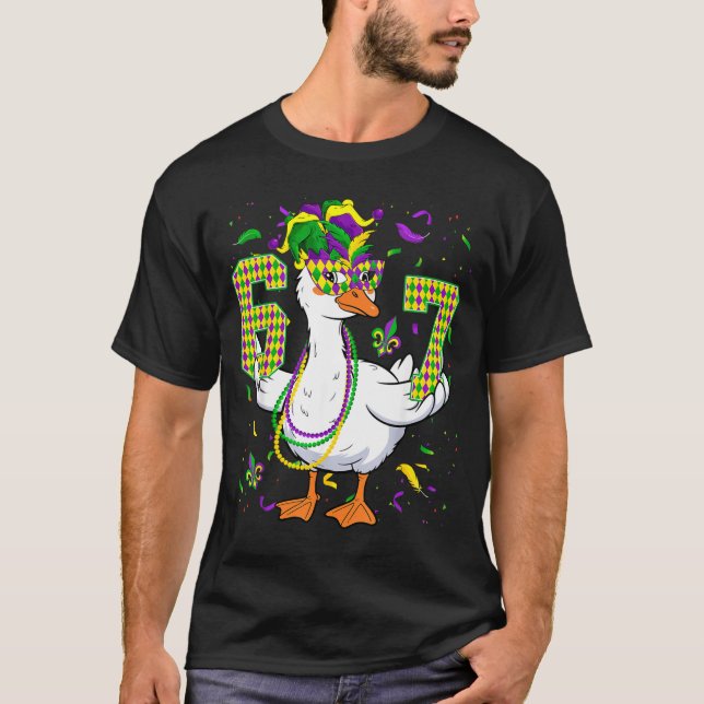 T-shirt Six Seven 67 Meme Goose With Jester Hat &amp; Bead (Devant)