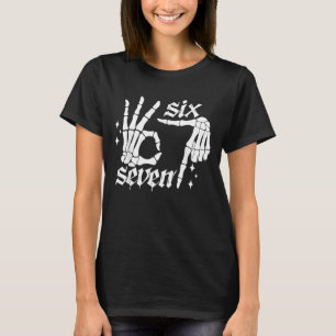 T-shirt Six Seven 6 7 Mème Drôle de Squelette Mains Signe 