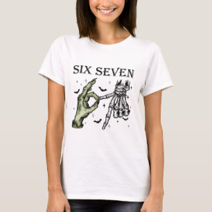 T-shirt Six Seven 6 7 Mème Drôle Sorcière Squelette Mains
