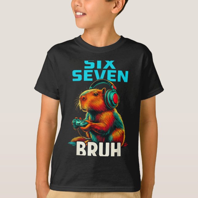 T-shirt Six Seven Bruh 67 Meme Funny Capybara  (Devant)