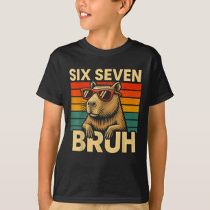 T-shirt Six Seven Bruh Capybara Rétro Vintage Drôle 67 Mem