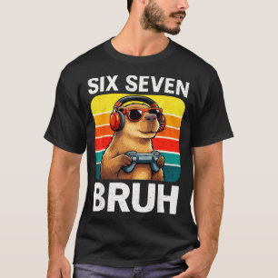 T-shirt Six Seven Bruh Capybara Rétro Vintage Drôle 67 Mem