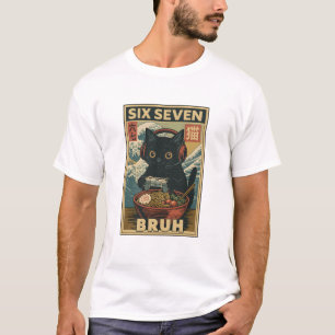 T-shirt Six Seven Bruh Chat Vintage Meme Cadeau pour Homme