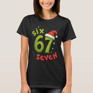 T-shirt Six Seven Drôle de Noël Meme Vert Rouge Vacances 