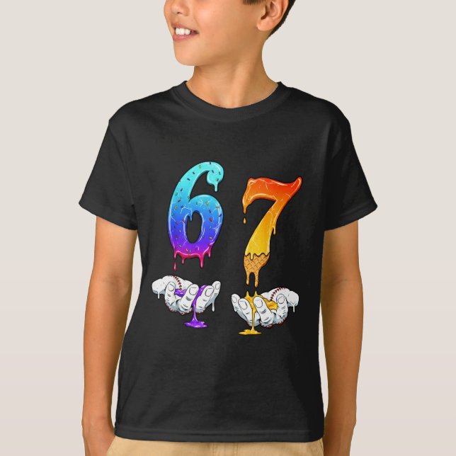 T-shirt Six Seven Ice Cream Drip Cool Meme 67 Funny Number (Devant)