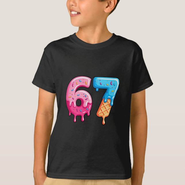 T-shirt Six Seven Ice Cream Drip Cool Meme 67 Funny Number (Devant)