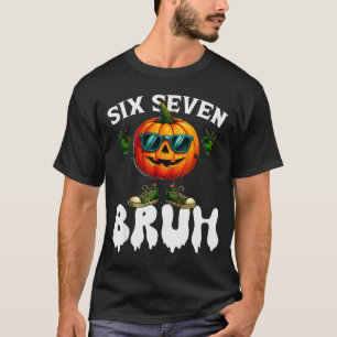 T-shirt Six Seven Meme 6 7 Drôle Bruh Citrouille Halloween