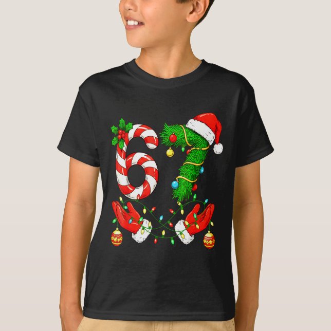 T-shirt Six Seven Meme Christmas 67 Santa Funny Christmas  (Devant)