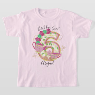 T-shirt Six Tea Party Anniversaire fille Floral