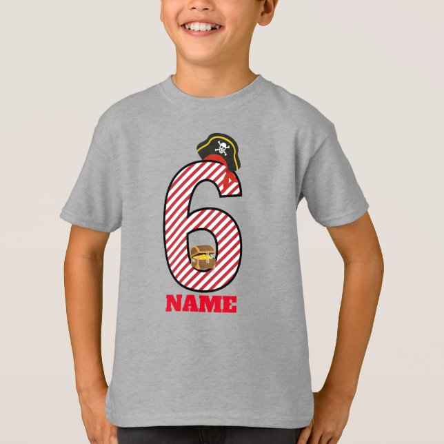 T-shirt Sixième fête d'anniversaire de pirates (Devant)