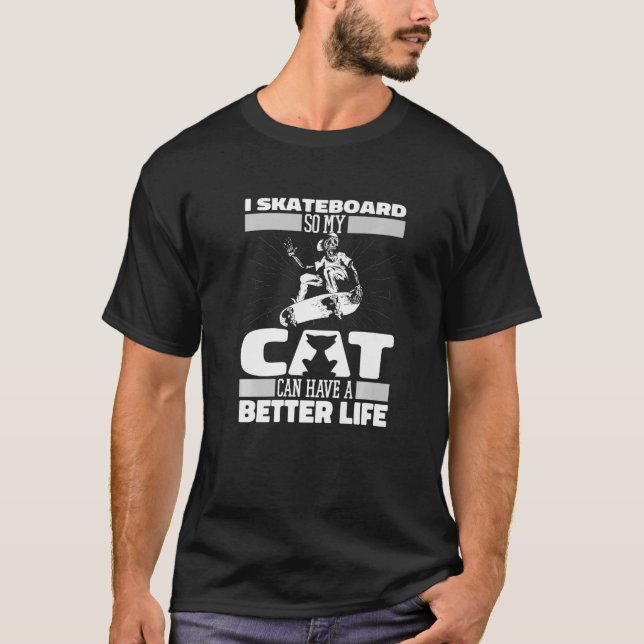 T-shirt Skate Cat Skateboard Skateboard Skateboard (Devant)