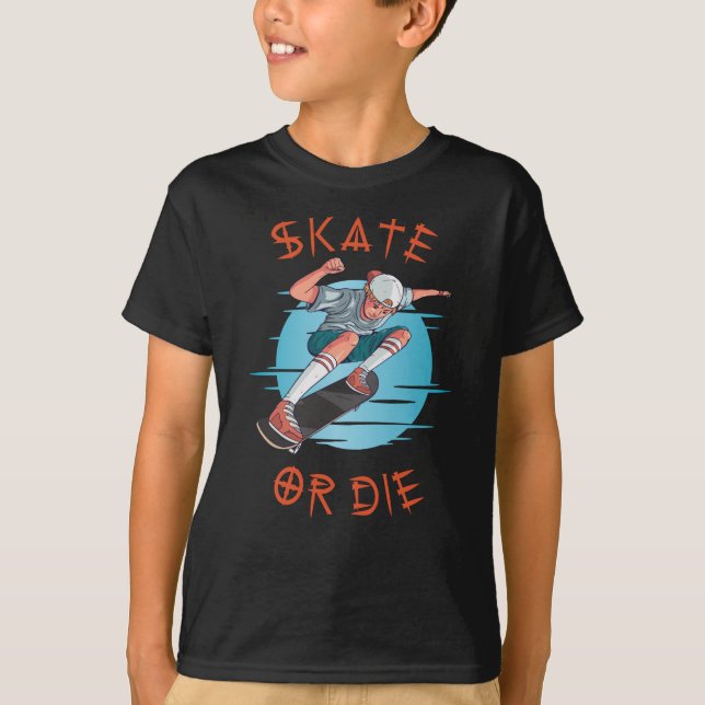 T-shirt Skate ou die Skateboarder Garçon (Devant)