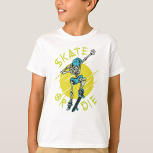 T-shirt Skate ou die Skeleton Skateboarder