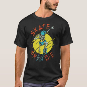 T-shirt Skate ou die Skeleton Skateboarder