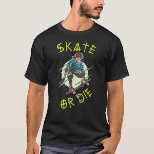 T-shirt Skate ou die Skeleton Skateboarder