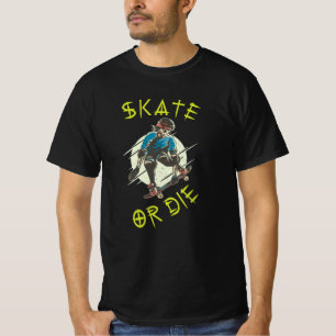 T-shirt Skate ou die Skeleton Skateboarder