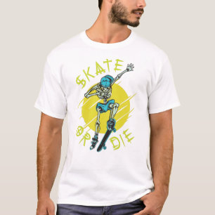 T-shirt Skate ou die Skeleton Skateboarder