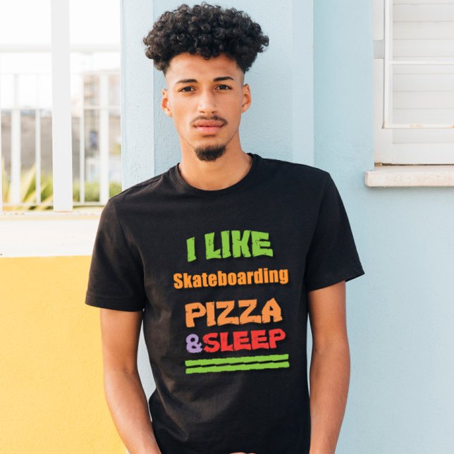 T-shirt Skate, Pizza, Sleep Unisex (Créateur téléchargé)