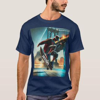 T-shirt Skate Tricks Under the Brooklyn Bridge NYC Street 