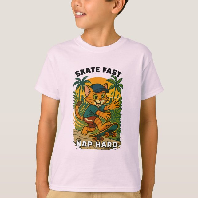 T-shirt Skateboard cat (Devant)