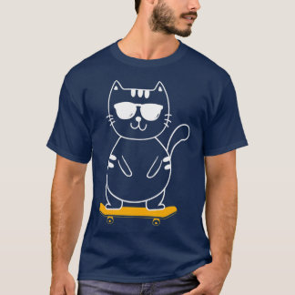 T-shirt Skateboard Cat - Skateboard Skateboard Skateboarde