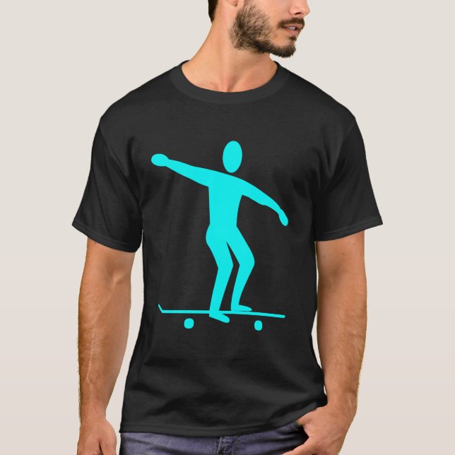 T-shirt Skateboard - Cyan (Devant)