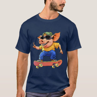 T-shirt skateboard de porc
