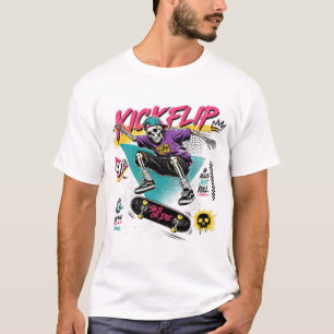 T-shirt Skateboard Rétro 90s Squelette Kickflip Rad