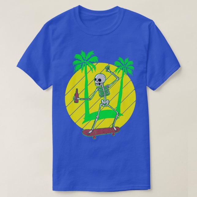 T-shirt Skateboard Skeleton Skateboard Palm tree (Design devant)