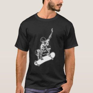 T-SHIRT SKATEBOARING SKATER FUNNY HALFPIPE SKELETON