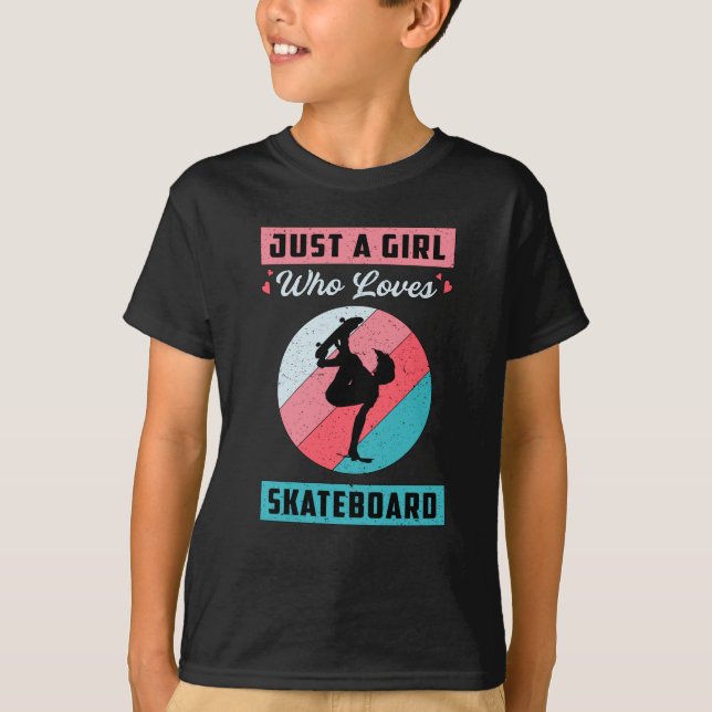 T-shirt Skater Girl Girl Sk8 Skateboard Retro Idea Gift (Devant)
