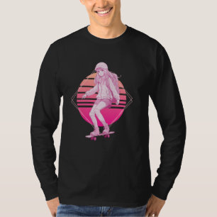 T-shirt Skater Girl Lofi Skateboard Japonais Vaporwave Ret