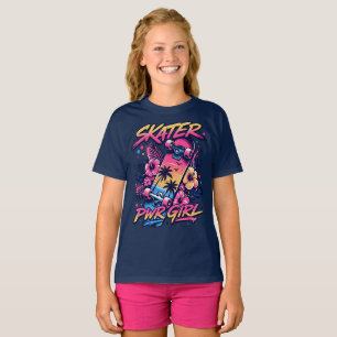 T-shirt Skater Power Girl – Planche à roulettes Coucher de