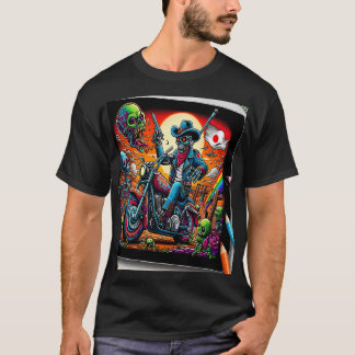 T-shirt Skeletal Knight on Bike in Zombie Apocalypse
