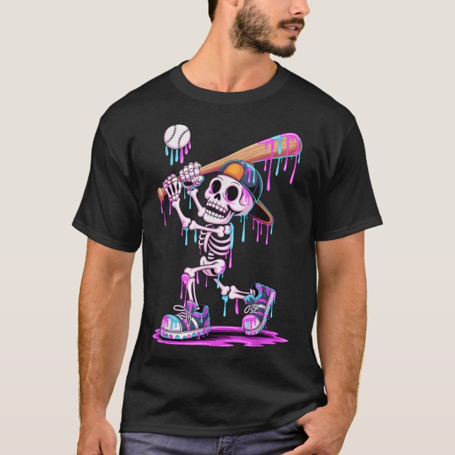 T-shirt Skeleton Baseball Driys Jeunes Enfants Halloween (Devant)