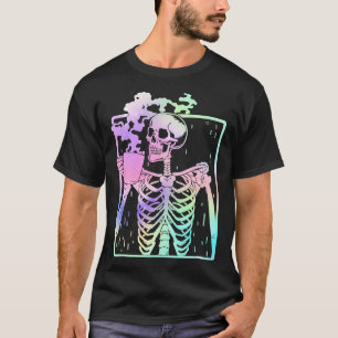 T-shirt Skeleton Boire Café Femmes hommes Halloween costu