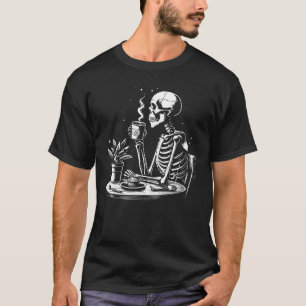 T-shirt Skeleton boit du café noir