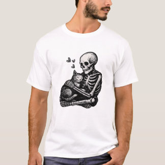 T-shirt Skeleton Cat Love Gothic Art