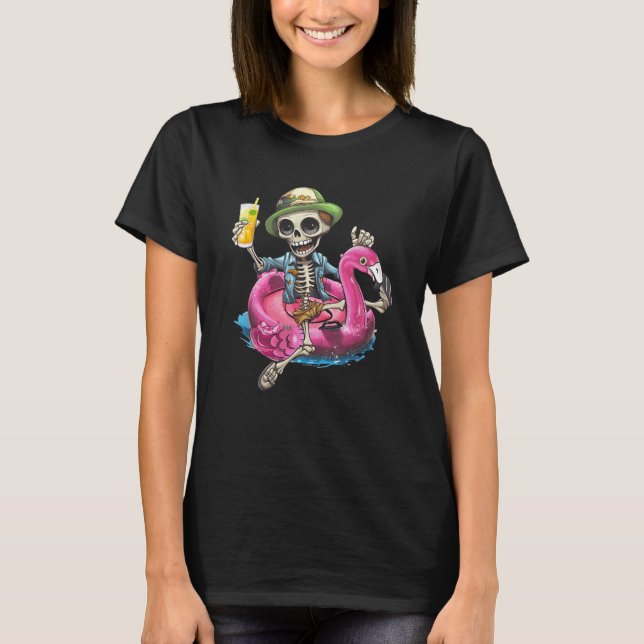 T-shirt Skeleton Chilling sur Flamant rose Lifebuoooy Hall (Devant)