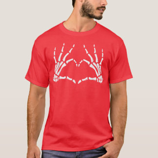 T-shirt Skeleton Coeur main costume Drôle Halloween Hommes