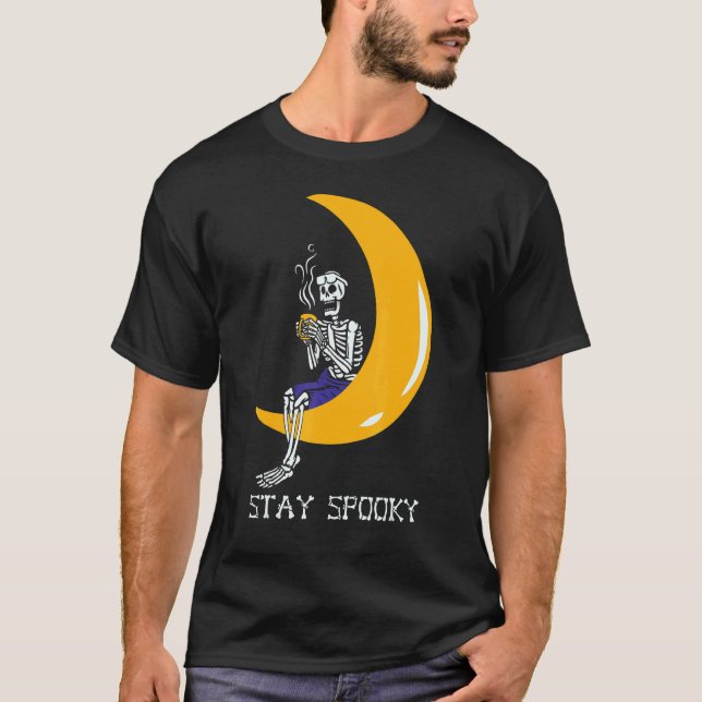 T-shirt Skeleton Coffee Halloween Pumpkin Latte Drink Pump (Devant)