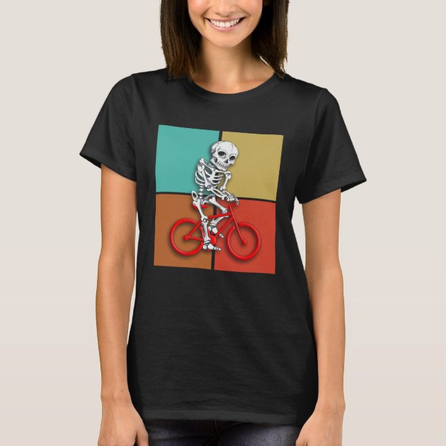 T-shirt Skeleton Cycling  Halloween Biker Cyclist (Devant)