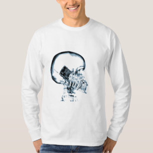 T-SHIRT SKELETON DE VISION X-RAY SKULL AU TÉLÉPHONE - BLEU
