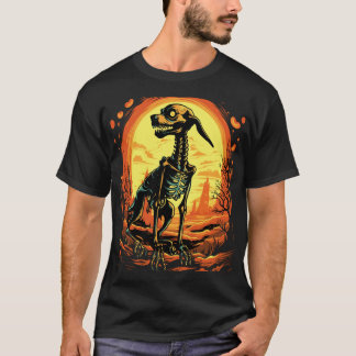 T-shirt Skeleton Dog Halloween Art