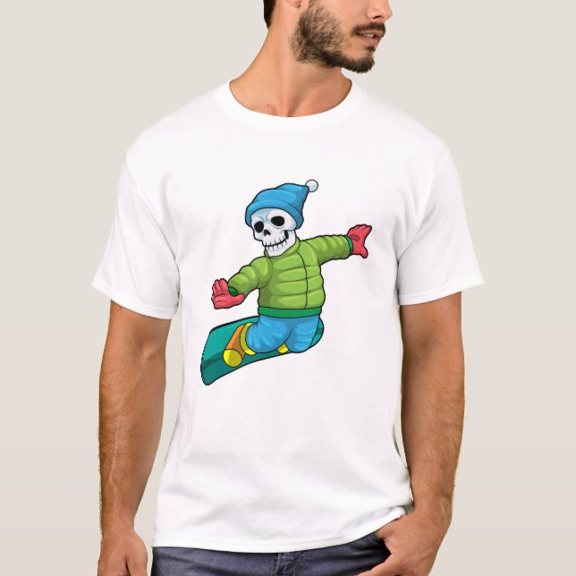 T-shirt Skeleton en Snowboard avec Snowboard (Devant)