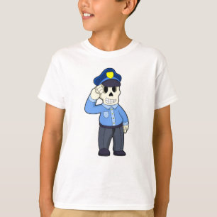 T-shirt Skeleton en tant que policier avec casquette de po