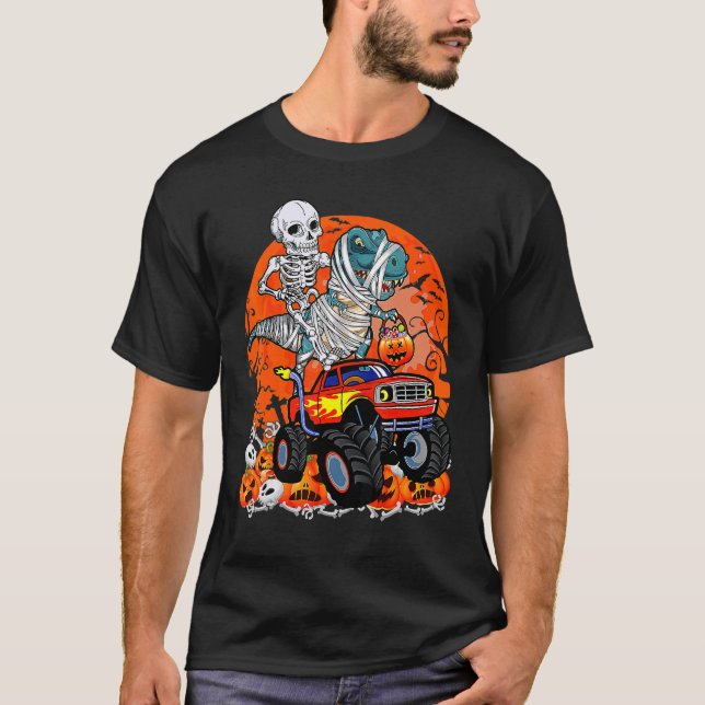 T-shirt Skeleton équitation Dinosaur Rex maman Monster Cam (Devant)