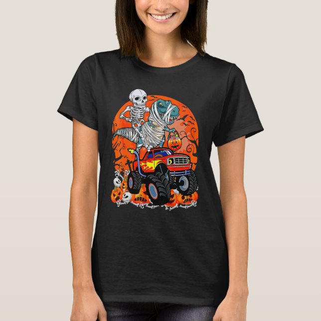 T-shirt Skeleton équitation Dinosaur Rex maman Monster Cam (Devant)